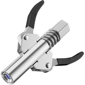 Grease Gun Coupler Grease Gun Tip Quick Lock and Release Lube Grease Gun Fittings Grease Nozzle Coupler Dual Handle Heavy Duty,Up to 12000 PSI Compatible with All Grease Guns 1/8" Npt ends Accessories