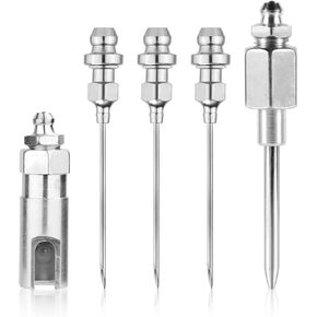 Grease Needle Nozzle Kit, 5pcs Hardened Steel Grease Injector Needle Gun Grease Needle Dispenser Fitting Tool for Grease Injection, Used in Narrow Space & Deep Hole Metal