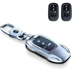 for Honda Key fob Cover with Keychain,2016-2022 2023 2024 2025 Civic Accord HR-V Pilot CR-V, Silicone,Ridgeline Car Key Fob Case Holder (Classic Black，For Honda-B)