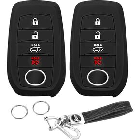 QBUC 2PCS for Toyota Key Fob Cover, Silicone 4 Button Key Case for Toyota 2019+ Land Cruiser 2021-2025 Venza RAV4 Corolla Grand Highlander Tundra Crown 2022-2025Tacoma TRD Corolla SE Camry XSE