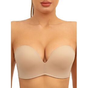 Strapless Bra Non-Slip No Underwire Padded Bandeau Multiway Smoothing Bras Convertible Straps