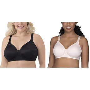 Vanity Fair Women's Beauty Back Full Figure Wirefree Bra (71380-Fashion Colors), 2 Pack-Black/Quartz, 44D