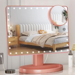 Funtouch Large Lighted Vanity Makeup Mirror with 88 LED, 360 Rotation Touch Screen, 10X Magnification Portable Tabletop Cosmetic Make Up Mirror