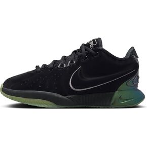 NIKE Lebron XXI Little/Big Kids' Basketball Shoes (FB7699-001,Black/MTLC Pewter-Iron Grey-Oil Green) Size 5.5