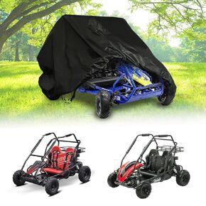 QYMOTO 2-seater Go Kart Cover,Coleman KT196 Go Kart Storage Cover All weather Protection,Heavy Duty 420D,Outdoor Waterproof Windproof Black for Coleman,Baja,TrailMaster,Mudhead Size 67" Lx 45"Wx 47" H