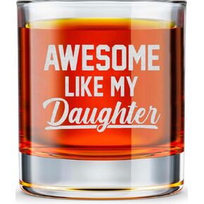 Gifts for Dad from Daughter - Christmas Gifts for Dad - Funny Gifts for Dads, Dad Gifts, Best Dad Birthday Gift, 10oz Whiskey Rock Glass (Awesome Like My Daughter)