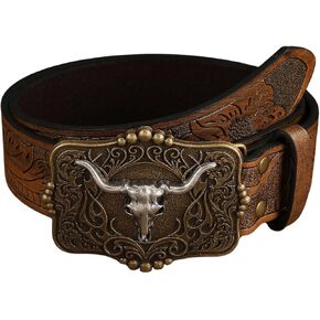 Verdusa Women's Western Belt Vintage PU Leather Square Buckle Waist Belt