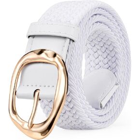 JASGOOD Braided Elastic Belt for Women Stretchy Woven Golf Belt Casual Web Belt for Jeans Pants