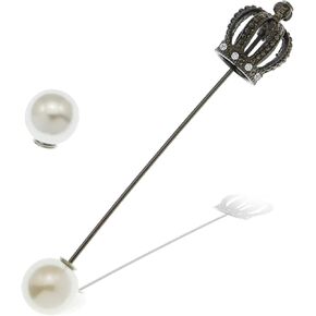 RechicGu Royal Queen Crown Tiara Brooch Pins Cross Faux Pearl Lapel Stick Pin Tie Hat Scarf Badge