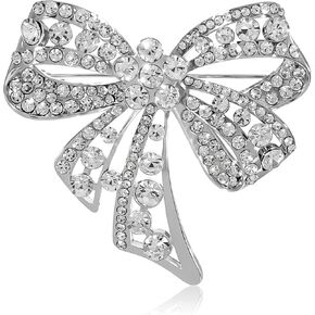 Elegant Crystal Bow Brooch Pin, Vintage Crystal Bowknot Brooch for Dress Suit Shirt Clothes Elegant Crystal Bowknot Corsage for Wedding Party Dance Banquet