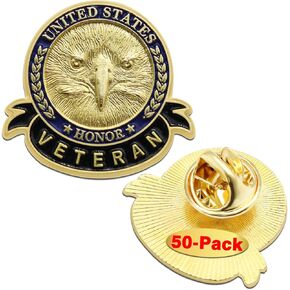 50 Pcs US Veteran Day Pins– Patriotic American Flag Veterans Day Eagle Lapel pin Badge