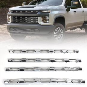 إدراج مصبغة لـ Chevy Silverado 2020-2023 2500 3500 HD Truck Grill Overlay Trim متوافق مع طرازات LT و WT و Custom Trim 4pcs (Chrome)