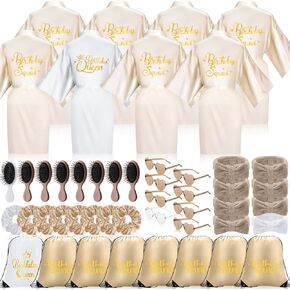 Coume 48 PCS امرأة عيد ميلاد حفلة رداء مجموعة Champagne عيد ميلاد Squad Robe Sunglasses Scrunni