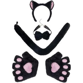 Himine Cat Cosplay Costume With Ears, Tail, Paws, Bow Tie