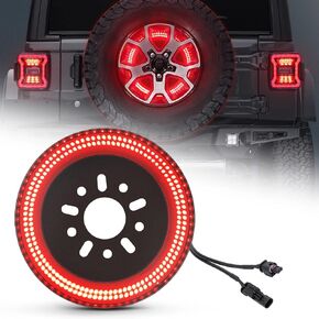 Spare Tire Brake Light Fit for Jeep Wrangler JL JLU 2018 2019 2020 2021 2022 2023, Plug and Play 4th Third Brake Light Rear LED Ring Wheel Light, Red