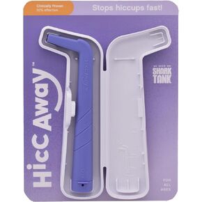 HiccAway Hiccup Straw - Stops Hiccups Naturally & Fast - As Seen On Shark Tank - Clinically Proven Relief for All Ages, Children & Adults - Safe & Reusable (HiccAway + Case Light Blue) 1 Pack