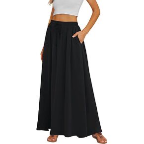Tapata Women's Extra Long Maxi Skirts for Tall/Petite with Pockets Pleated A-Line Summer Flowy Skirt Casual Beach Wear
