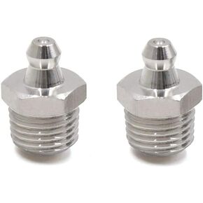 uxcell 2pcs 1/4" Thread Stainless Steel Straight Grease Nipple Fitting for Car