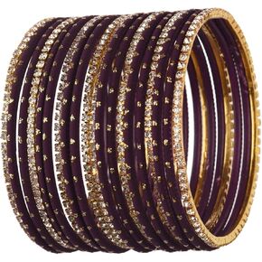 Efulgenz Rhinestone Bangles Crystal Bangles for Women Indian Bollywood Bangle Set Indian Wedding Bangles Rhinestone CZ Plain Metal Bracelet Bangle Jewelry for Women
