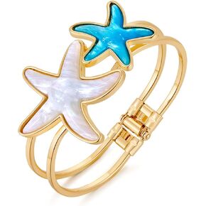MUYAN Blue Ocean Style Bangle Bracelet for Women Gold Plated Statement Bracelet Boho Holiday Jewelry