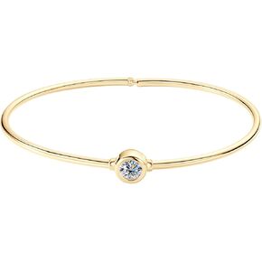 Moissanite Solitaire Cuff Bangle ، 0.5ct D Color VVS1 Clarity Bracelet Fit 7 "أسفل المعصم ، 925 سوار فضية للنساء زوجة صديقة مجوهرات مجوهرات (الذهب)