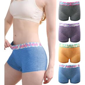Womens Boxer Briefs Boy Shorts Underwear for Women Full Coverage Soft Stretch Panties 4 Pack