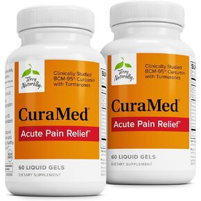 Terry Naturally CuraMed Acute Pain Relief - Supplement with BCM-95 Curcumin & BOS-10 Boswellia - Black Sesame Seed Oil to Support Relief of Occasional Discomfort - 60 Liquid Gels (Pack of 2)