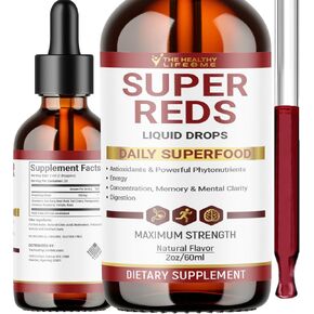 Liquid Super Reds Phytonutrient Superfood Drops | Phytonutrient Blend containing Polyphenols | Antioxidants & More | Great Taste 2oz - 30 Day Supply
