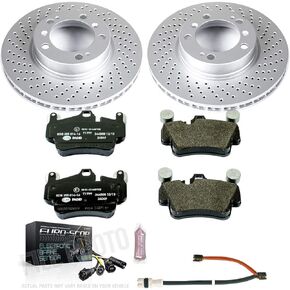Power Stop ESK6731 Front Euro-Stop Brake Kit Porsche and 2 Front Sensor Wires For Porsche 911 2006-2008, Porsche Boxster 2007-2012, Porsche Cayman 2008-2012 [Model Specific]