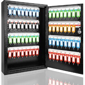 ORIENTOOLS Key Box Steel Key Safe Cabinet, Wall Mount Key Holder Lock Box with Key Tags, Key Organizer Ideal for Home, Hotels, Valets and Office Key Storage (64 Keys, White) in Kuwait