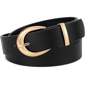 WERFORU Women Leather Belt Women Fashion Leather Belts for Jeans Pants Ladies Belts with Gold Buckle