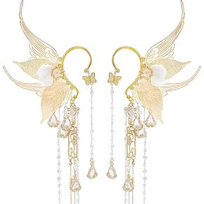 2Pcs Fairy Ear Cuffs Handmade Non Piercing Earring for Women Ear Clip for Halloween Traditional Holiday Party Renaissance Costume Accessories Cosplay Earrings