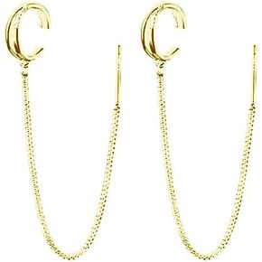 925 Sterling Silver X Criss Cross Cuff Earrings Wrap Tassel Earrings for Women Gold Plated/White Gold Plated Threader Earrings Chain Crawler Earrings