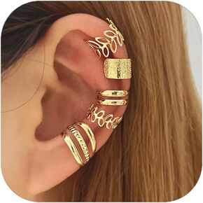 Ear Cuffs Earrings Set for Women Trendy Charm Non Piercing Ear Cuff Earrings Clip on Earring Set Huggie Hoop Earrings Cartilage Earrings Stack Jewelry for Women
