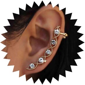 Vintage Crystal Evil Eye Climber Earrings Cz Eye Cuff Wrap Earrings Rhinestone Eye Wrap Clip Earrings Crystal Dot Crawler Earrings Jewelry for Women