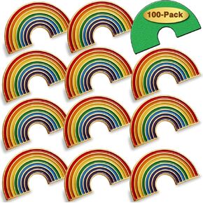 12/50/100 Pcs Enamel Pride Rainbow Lapel Pins Bulk-Supports LGBT Progress Gay Brooch Badge for Men Women Clothes Bags Hats