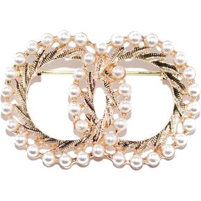 ROFARSO Round Brooch Pins for Women Fashion Jewelry, Faux Pearl Accessory for Party Wedding Gift, Gift for Women Girl