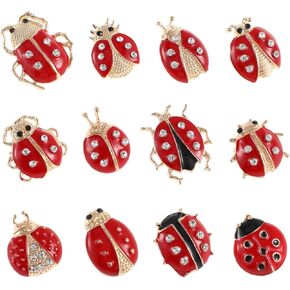 12pcs Cartoon Insect Brooch Set - Cute Ladybug Animal Corsage Pins for Women and Girls - Fun Fashion Accessories for Clothing