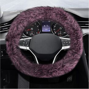 Fluffy Steering Wheel Cover, 15 Inch Anti-Slip Microfiber Plush Fuzzy Steering Wheel Cover, Winter Warm Elastic Fuzzy Steering Wheel Cover for Women and Men, Car Accessories (Black)