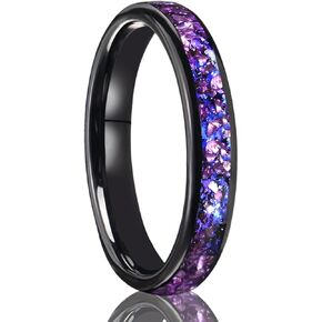 Tungsten Carbide Rings for Men Women 8MM/4MM Men's Engagement Wedding Bands Inlaid with Nebula Opal Amethyst and High Polish