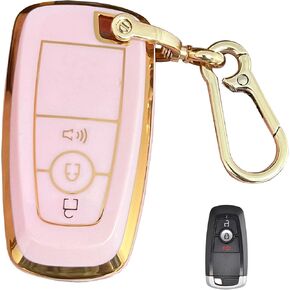 Keyless Entry Remote for Ford Key Fob Cover Protective Shell Fits for Ford Edge Escape Expedition Explorer Fusion Mustang Ranger F-150 F-250 (4-Button-A-Pink)