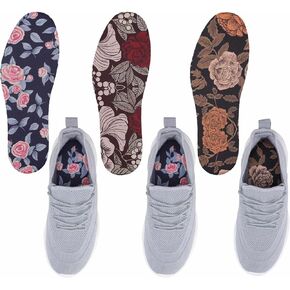 Washable Barefoot Shoe Insert Sockless Shoe Liner Thin Shoe Inserts for Women 3 Pairs No Show Socks Shoe Inserts & Insoles Floral Print