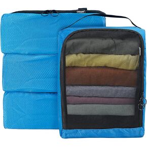 4-PACK Blue Organizer Cubes - Pack Luggage, Suitcase and Carry On Cubes