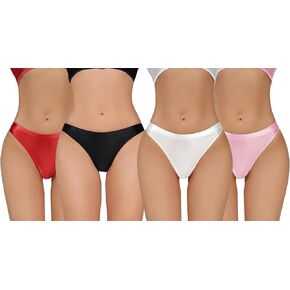Feoya Women Metallic Thongs Low Weist Cheeky Banties Rave Festival Festival for Club Party 3/4 Pack