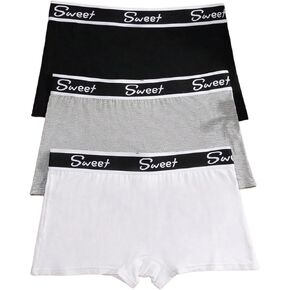 Floerns Women's 3 Pack Boyshorts Underwear Letter Waistband Breathable Panties