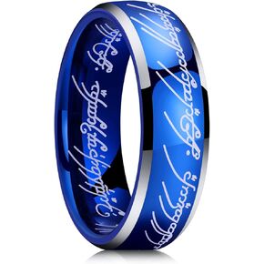 King Will 7mm Tungsten Carbide Ring for Men Blue Magic of the Rings Ring Wedding Band for Men Women Comfort