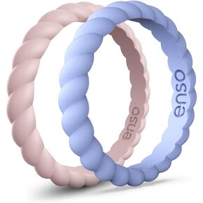 Enso Rings Stackable Braided Silicone Wedding Ring Bundles – Comfortable and Flexible Design - Multi-Packs