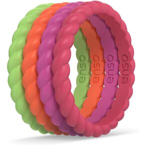 Enso Rings Stackable Braided Silicone Wedding Ring Bundles – Comfortable and Flexible Design - Multi-Packs in Kuwait