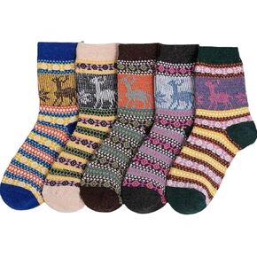 Aoxwomens Womens Cotton Crew Socks الحرارية الحذاء الساخن Slipper Midi Calf Sock ، هدية لطيفة من عيد الميلاد لفريق الطقس البارد في فصل الشتاء