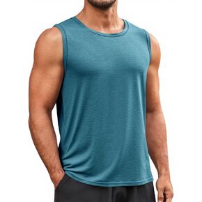 Runcati Mens Sleeveless Tank Tops Workout Cut Off Shirt Muscle Athletic Gym Summer Beach T Shirts